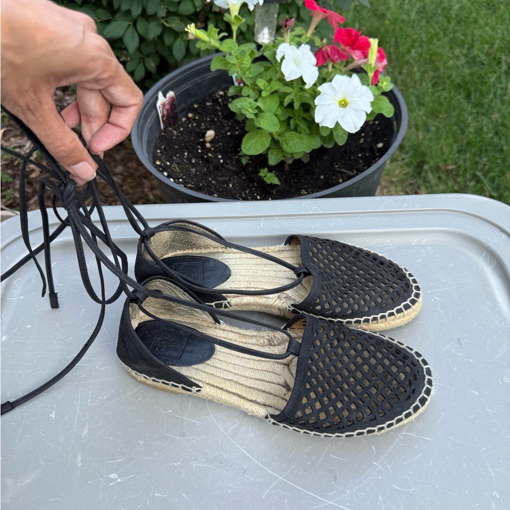 Black Espadrille Flats Frye 6.5